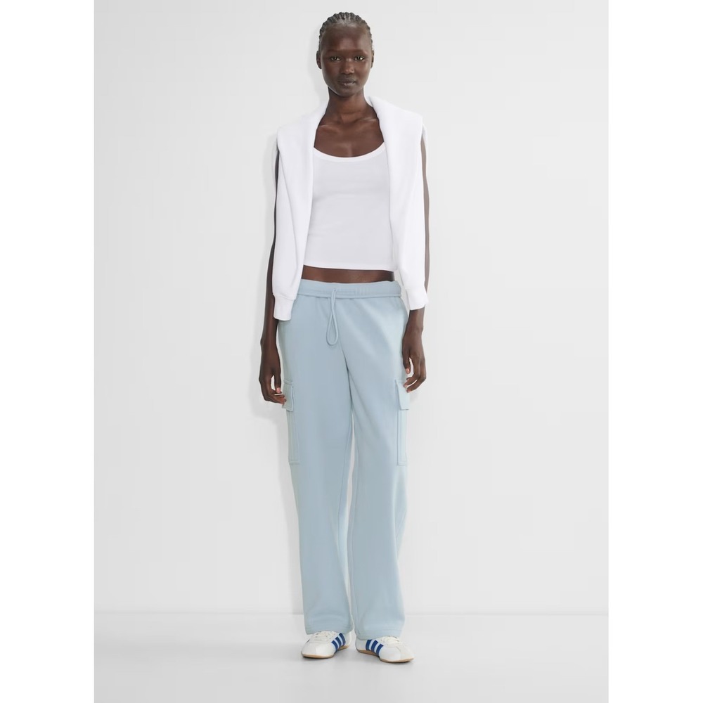 Aritzia TNA Cozy Fleece Cargo Sweatpants Light Blue Lounge Athleisure